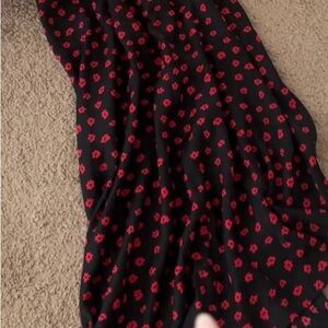 Princess Polly Black and Red Floral Maxi Skirt